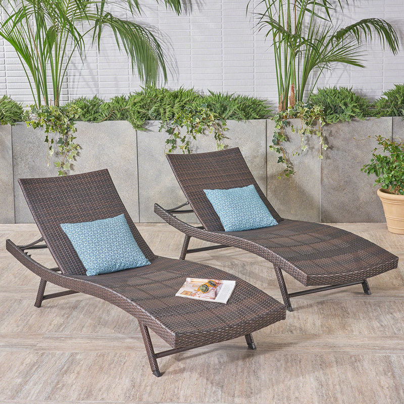 CHAISE EN PE WICKER, Brun