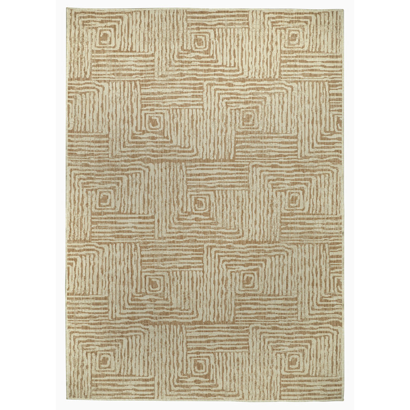 Tapis intérieur / extérieur en polypropylène tissé à la machine Rectangle Dalgiza, Rectangle 5 pi 2 po x 7 pi 6 po
