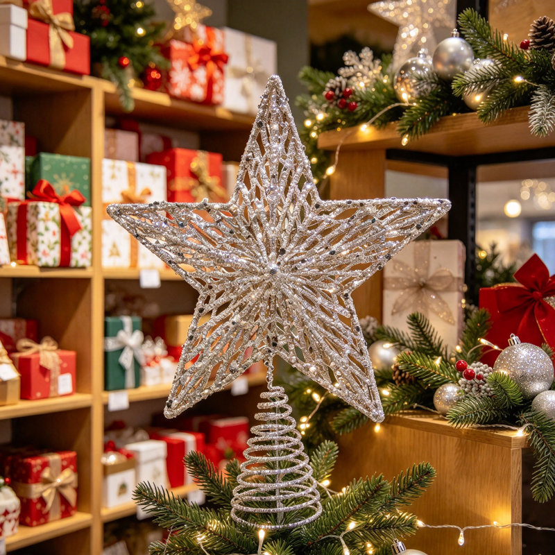 Sparkling Gold Star Christmas Tree Topper