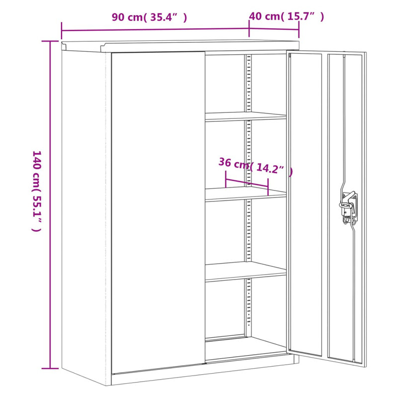 Fowkes 4 -Door 3 -Shelf, Anthracite