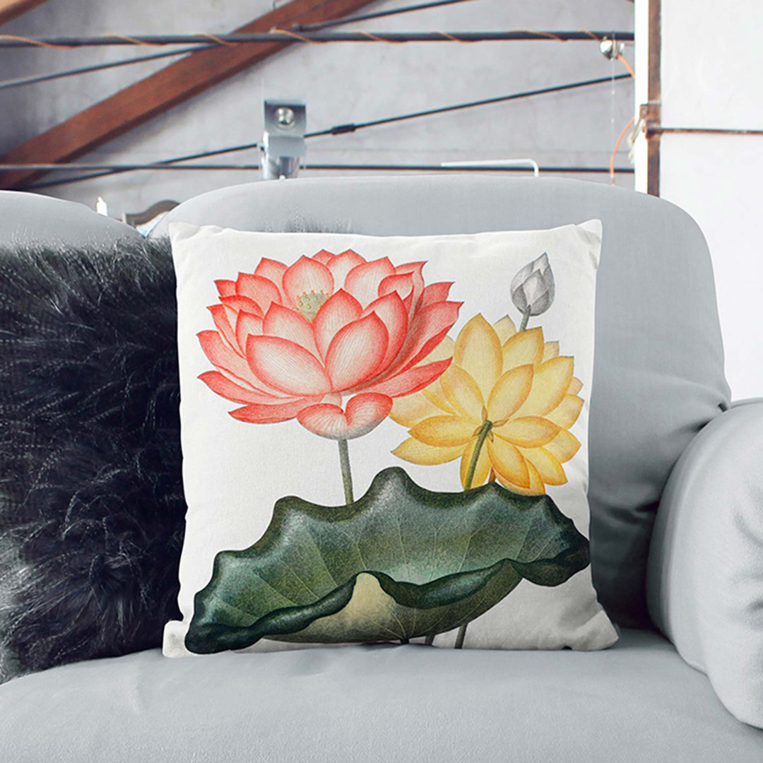 Egyptian Water Lilies by R.J. Thornton Cushion with Filling