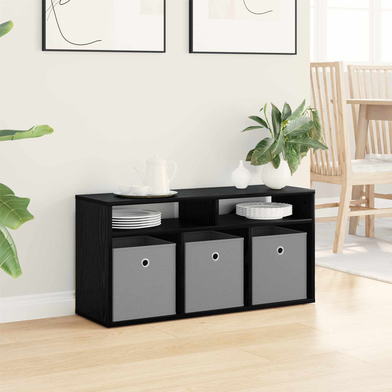 TV Stand, 16.93'' H x 34.25'' W x 10.83'' D, Black Oak