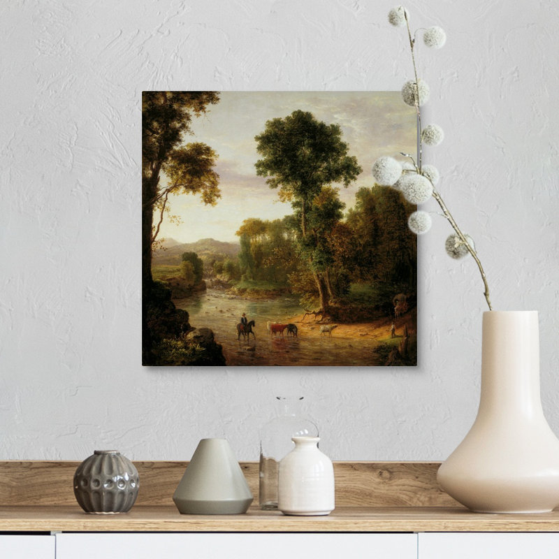 " Crossing the Ford " Print, 12" H x 12" W x 1.25" D, Wrapped Canvas