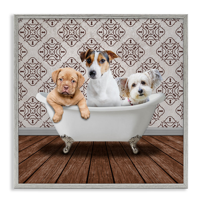 Bath Buddies Dog Trio, estampe numérique, conception de Marcus Prime, H 12 po x l 12 po, Estampe numérique Farmhouse