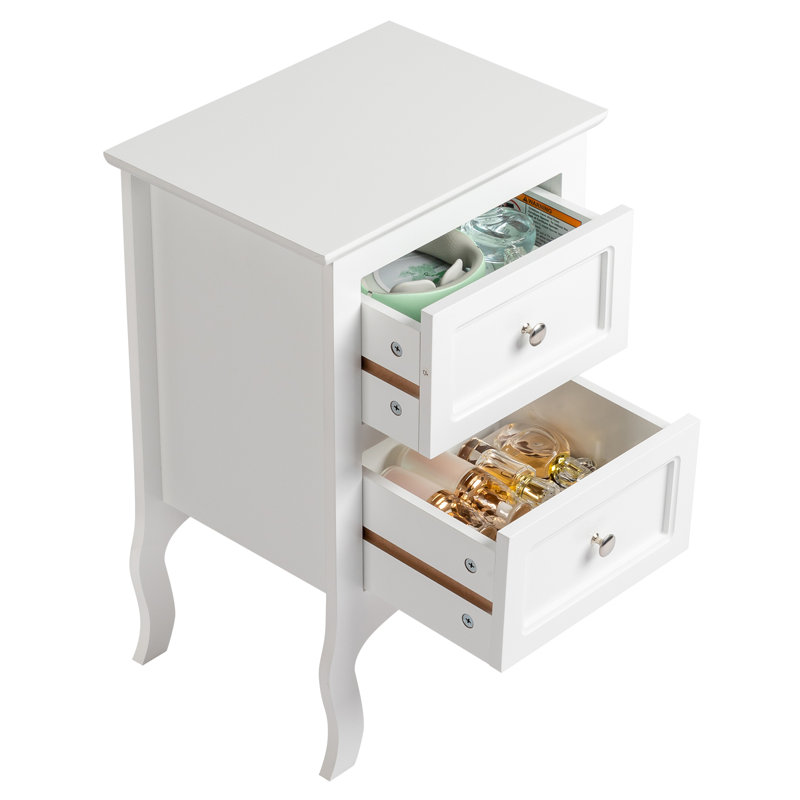 Authement 2 - Drawer End Table Storage Cabinet , White, Set of 2
