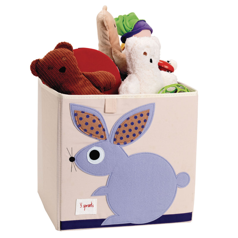 3 Sprouts ‑ cube de rangement pour bébé et enfants avec image de lapin