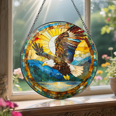 8" Bald Eagle Stained Glass Window Suncatcher