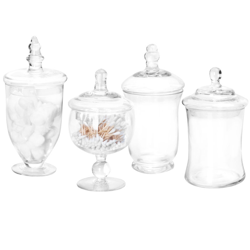 4 Piece Clear Glass Storage Jar Set