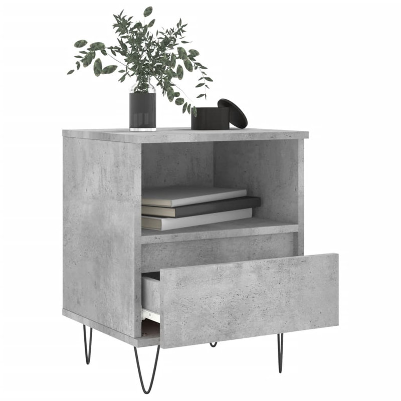 Ebenier 40cm W Manufactured Wood Bedside Table, Concrete Grey, Individual