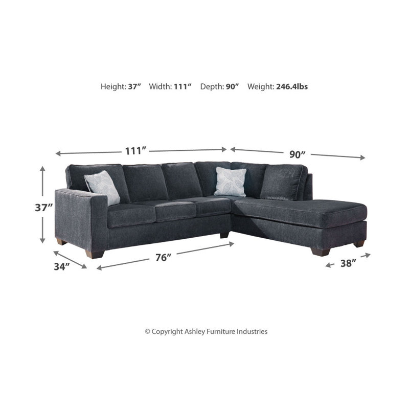 Canapé modulaire 2 pièces Alfretta, Polyester noir