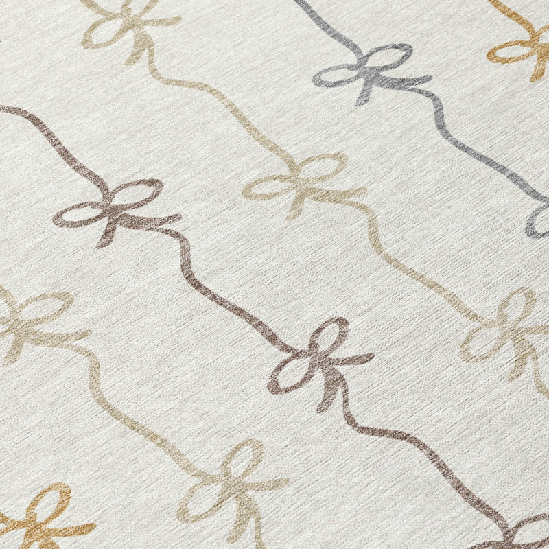 Machine Washable Indoor/Outdoor Chantille ACN2593 Kids Rug, Ivory, 2'3" x 7'6" Runner