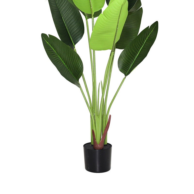 4ft Real Touch Artificial Travelers Palm Tree Plant in Black Pot