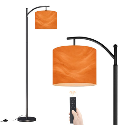 Arc Floor Lamp Golden orange colored blurred Floor Lamps with Remote LED Lights Adjustable Lamp Shades Tall Standing Lamps for Reading Office Living Room