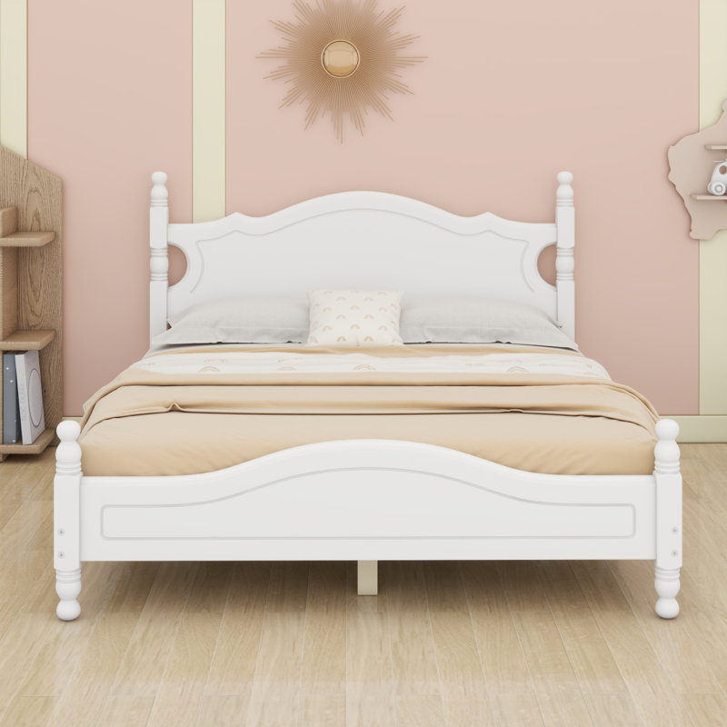 Base de lit plateforme en bois, Blanc