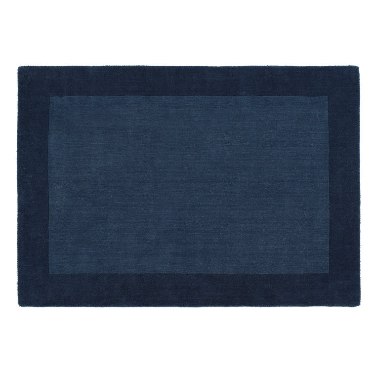 Robblee Handwoven Wool Borders Navy Rug