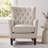 Button-Tufted Horn-Back Armchair, Accent Chair with Padded Cushion, Side Pocket and Solid Wood Legs (Set of 2)-197828879