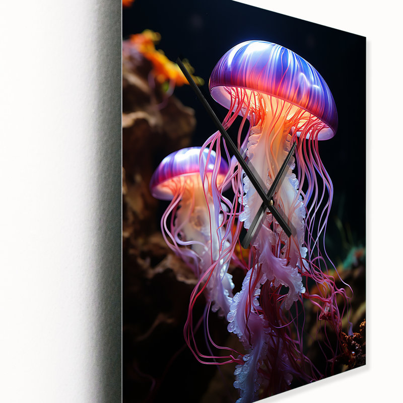 Horloge murale Jellyfish Luminescent Beauty Pastoral III - Animaux, Très grand
