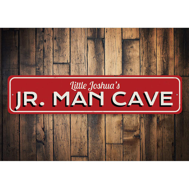 Enseigne en aluminium Jr Man Cave, H 4 po x l 18 po x P 0,04 po