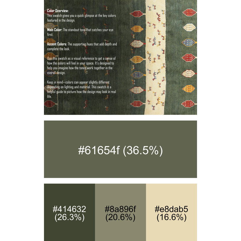 Tapis abstrait vert / beige Tora, Rectangle 6 pi x 9 pi