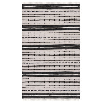 Tapis beige / noir en coton tissé à plat Attina