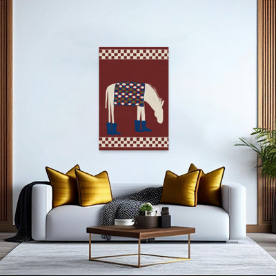 Whimsical Donkey In Boots Contemporary Horse Wall Art Print 1 Piece Wrapped Canvas Wall Art