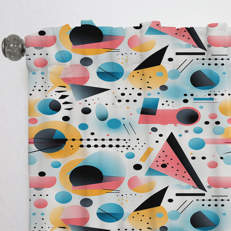 Mukul rose et bleu 1970s Trendy Patterns II - rideau en velours moderne - obscurcissant - 1 panneau, L 52 po x L 63 po