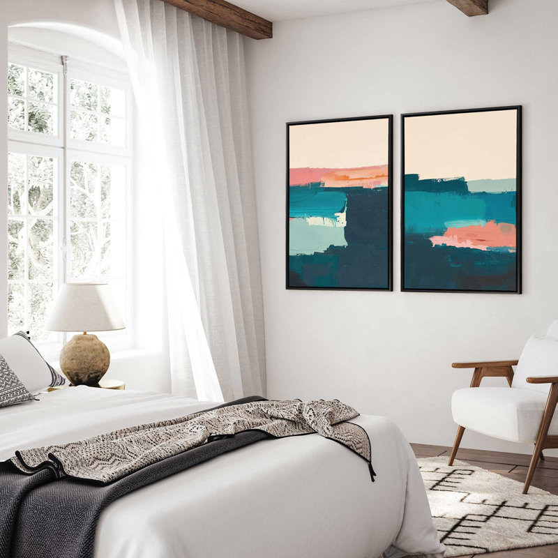 "Azure Reverie" par Golden Glow Interiors 2 - Pièces sur toile, Cadre noir satiné, H 32 po x l 22 po
