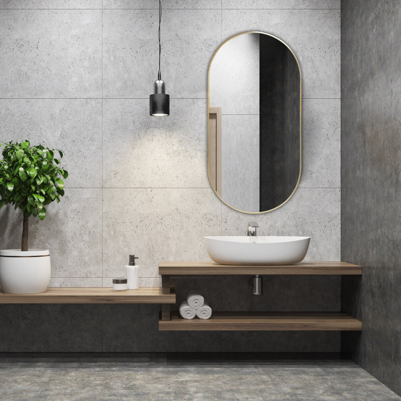 Metal Flat Wall Mirror, Gold