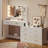 8 Drawers Vanity Desk With LED Lighted Mirror and Charging Station, Dressing Table With Side Cabinet, White-1104528954