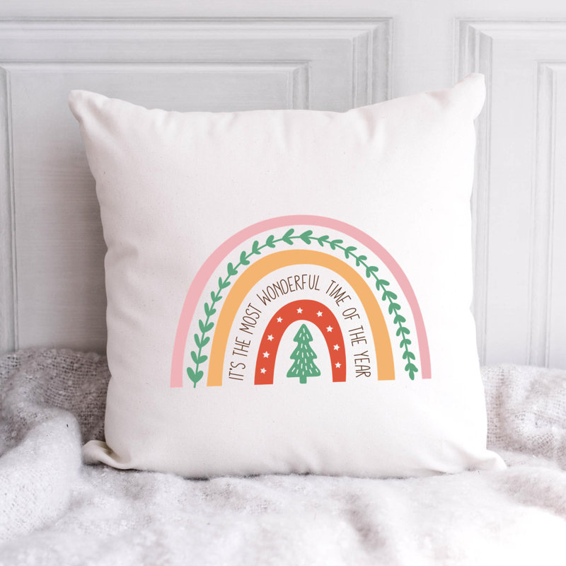 ChristmasRainbow-08 Reversible Throw Pillow, 16" x 16"