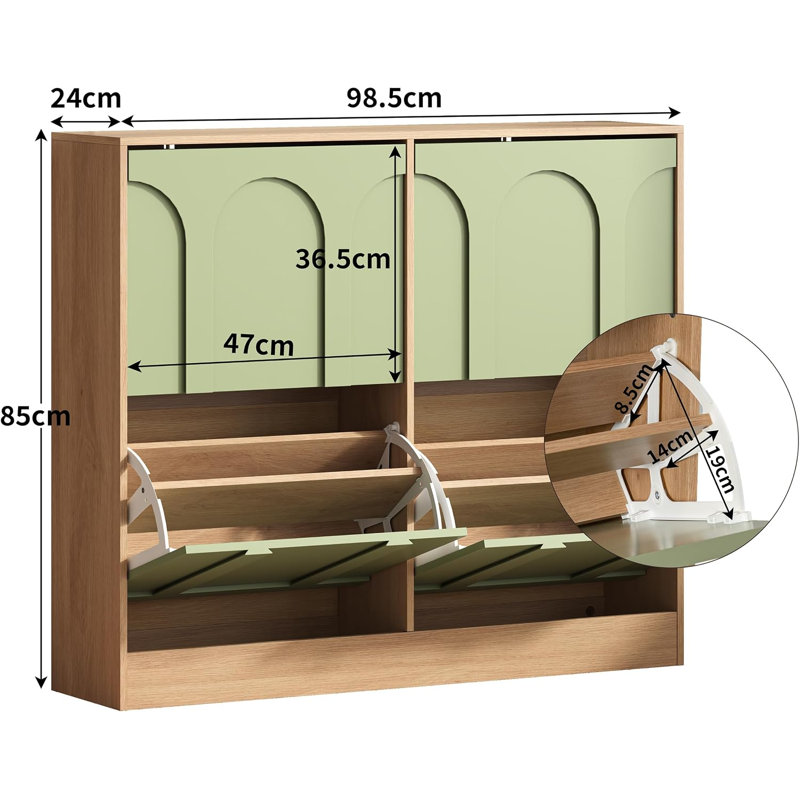 14 Pair Solid Wood Shoe Storage Cabinet, Black&Walnut