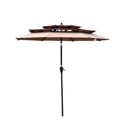 9Ft 3 Outdoor Umbrella With Wind Vents - Red, , Suits Backyard Deck Shade Patio In Red Easy Crank Operation, Shades Garden And Pool