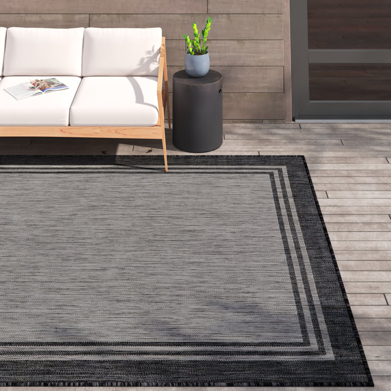 Waikiki Brown/Black Indoor/Outdoor Rug - Gray/Dark Gray - 8x10