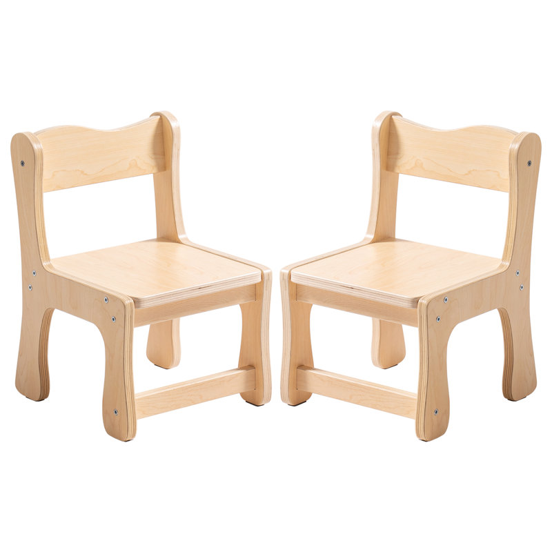 Wooden Toddler Chair, Kids Wood Desk Or Activity Chair Chair and Ottoman (Set of 2)