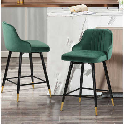 Tabouret de bar et de comptoir pivotant revêtu de velours