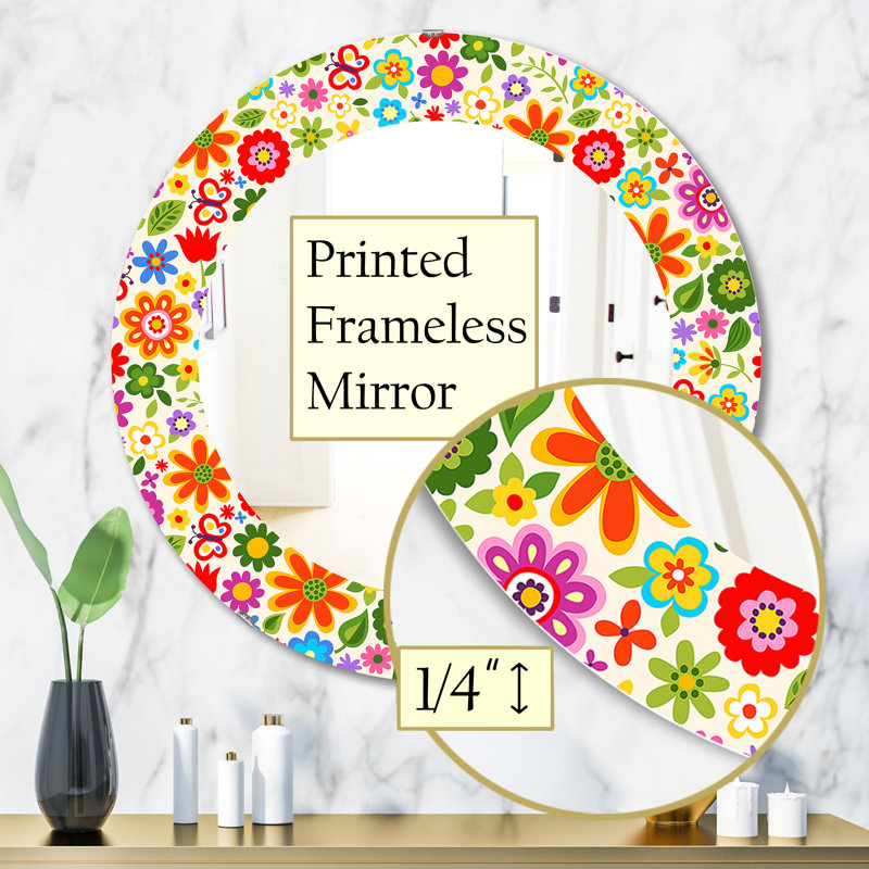Miroir rétro éclectique, H 31,5 po x l 31,5 po x P 0,24 po