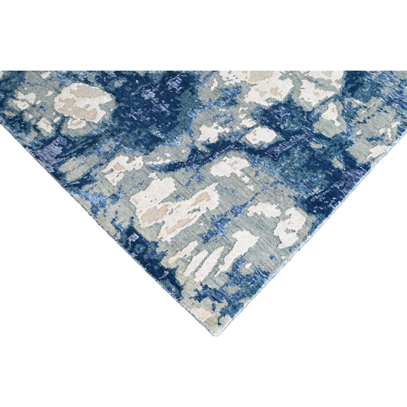 Tapis rectangulaire bleu / ivoire / gris, Rectangle 9 pi x 12 pi
