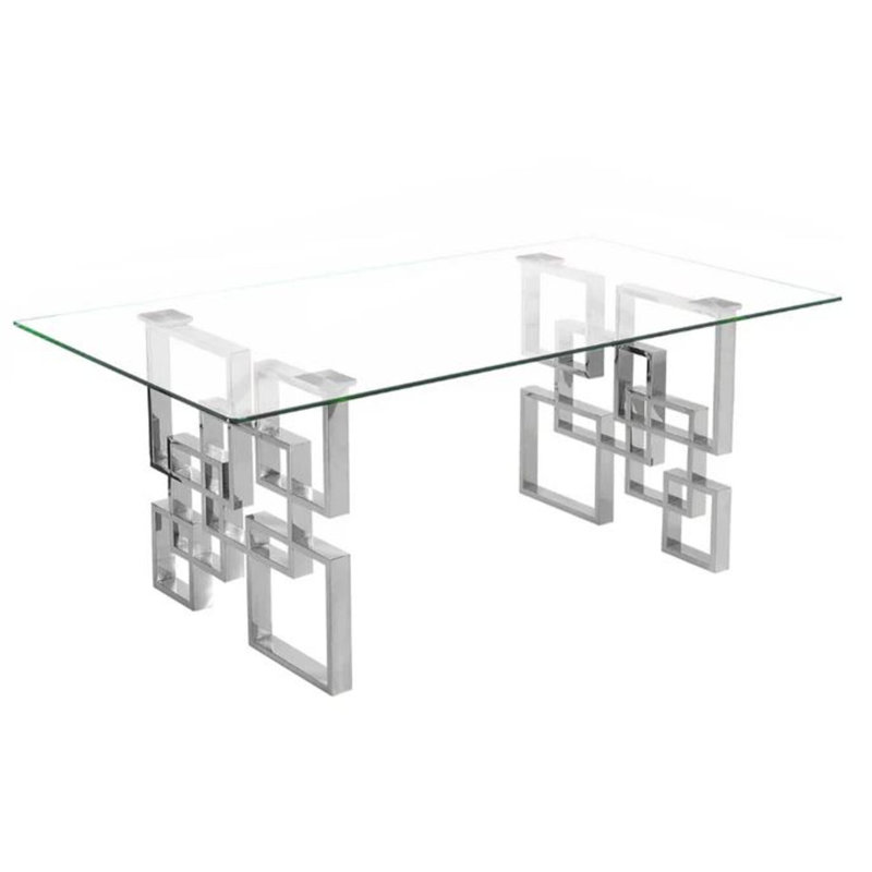 Table basse en verre trempé Valentine, Argent argent