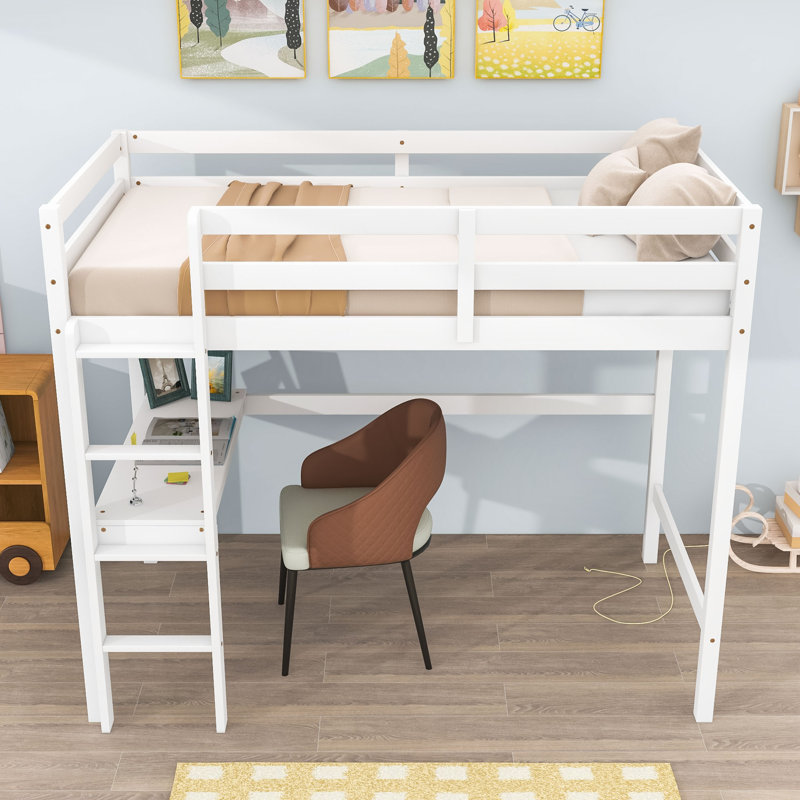 Gomara Kids Twin Loft Bed, White