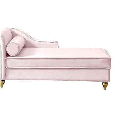 Modern Upholstery Chaise Lounge Chair with Storage Velvet (Beige)