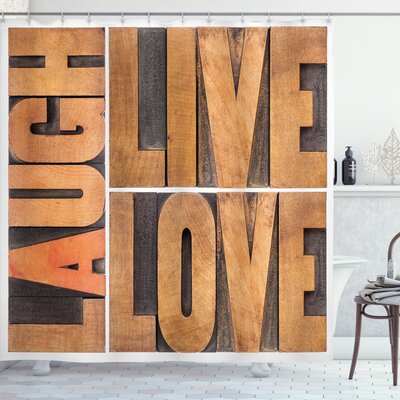 Live Laugh Love Shower Curtain Set + Hooks -  East Urban Home, ADEC1495AFD24395A380FBB693EF43CB