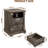 Stand With Charging Station, Roman Column, 18" End Table With 2 Drawers Storage, Wood Rustic Side Table, Nightstand For Bedroom, Dark Rustic Oak