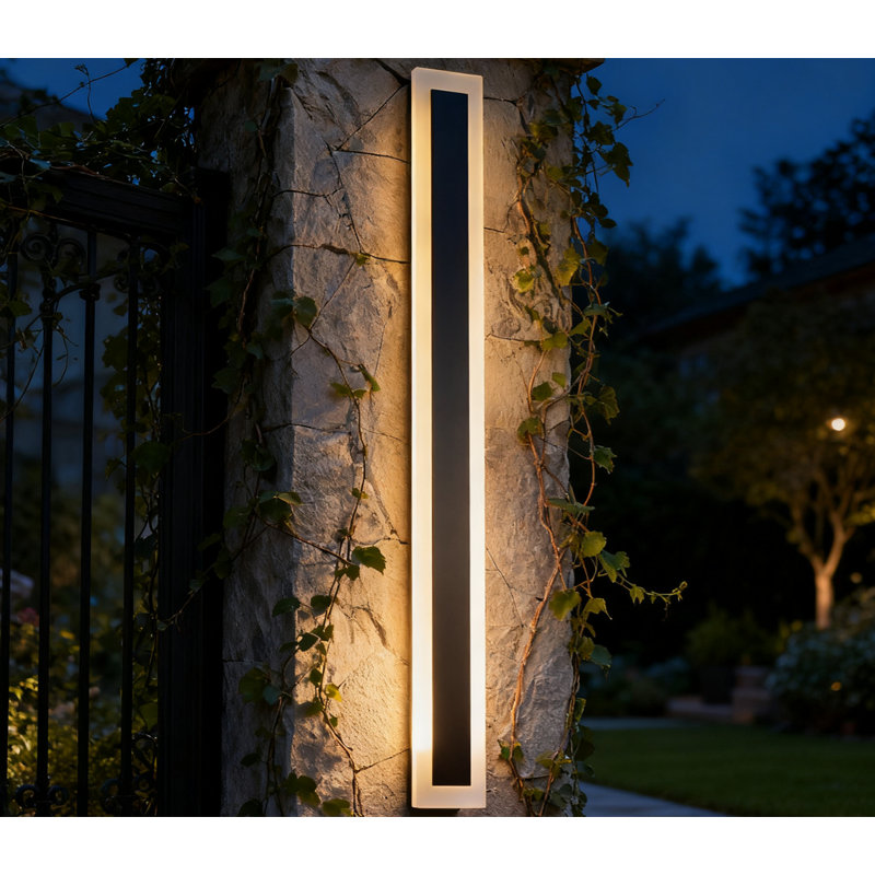 Mirrea 32 Inch Modern LED Wall Sconce Light Fixture, Dimmable 20W Outdoor Porch Lighting, Waterproof For Patio, Yard, Garage, Black Finish, Warm White 2700K, 2 Pack