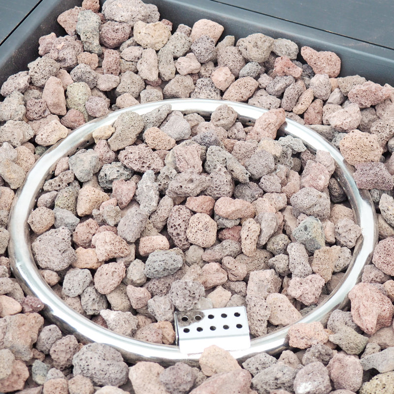 40'' SQUARE IRON FIRE PIT - 50 000 BTU (Tank Cover Not Included), Brown/Gold