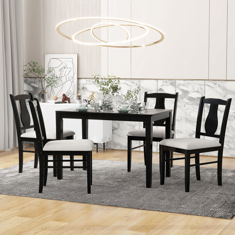 Ensemble de table de salle à manger 5 pièces avec 4 chaises rembourrées