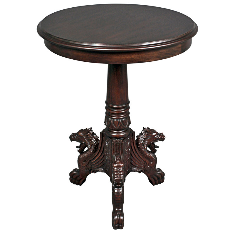 Heraldic Dragon Pedestal End Table