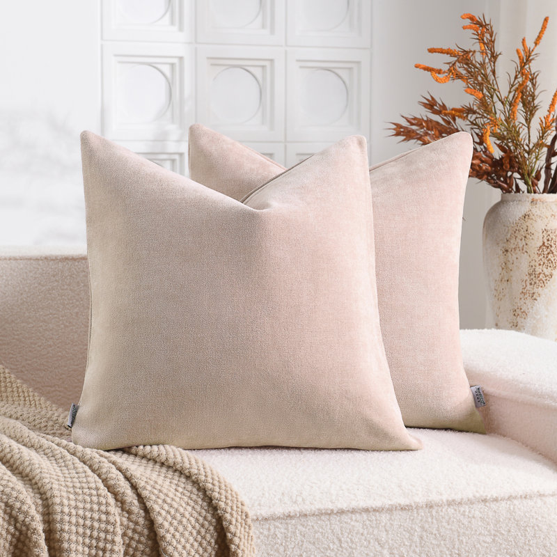Housse de coussin en chenille flammée douce et texturée, Rectangular 12"H x 20"W, Rose