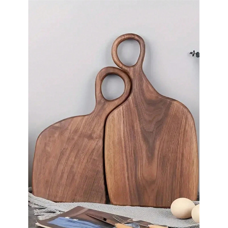 Ensemble de 2 planches à découper en noyer - Planches à découper faites à la main de haute qualité pour la préparation des aliments