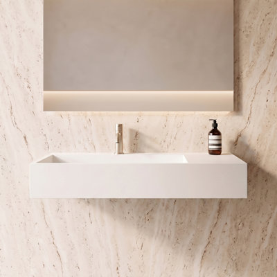 Lavabo de salle de bain mural rectangulaire 36 "avec lavabo gauche et comptoir Juniper - blanc, avec trou pour robinet