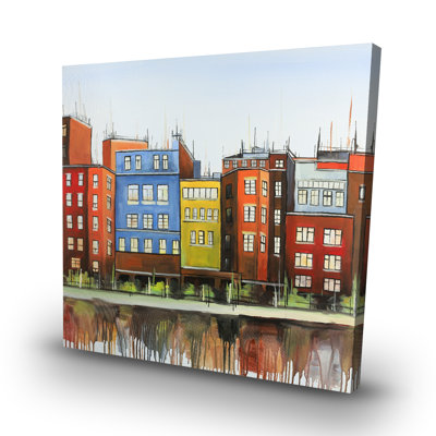 Boston colorful buildings - 32"x32" art on canvas